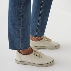 Re/Done 70's Washed Off-White Canvas Low Top Skate Sneaker